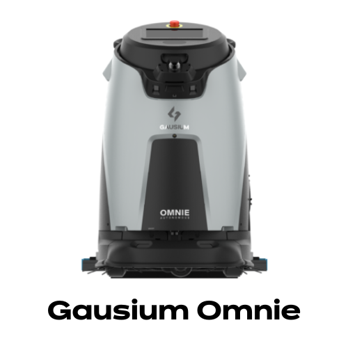 Gausium Omnie robot fregador con cámara 360 grados y LiDAR 3D navegando en aeropuerto con alto tráfico de personas